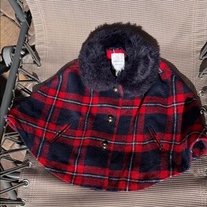Janie and Jack Red and Navy Plaid Cape
